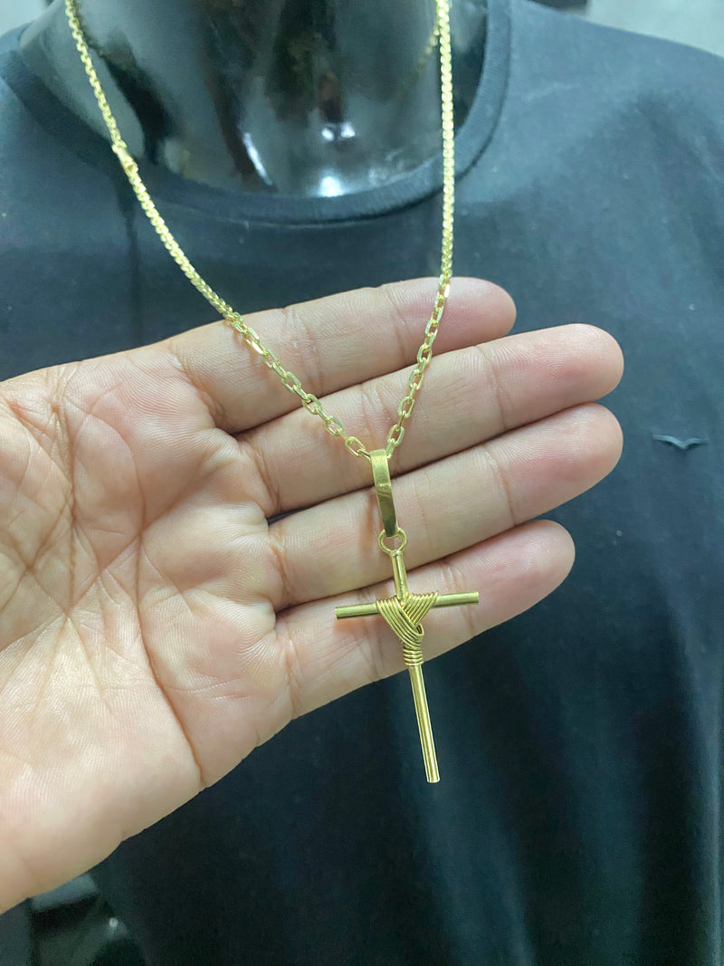 CORRENTE ELO CADEADO 3MM + PINGENTE CRUZ PALITO