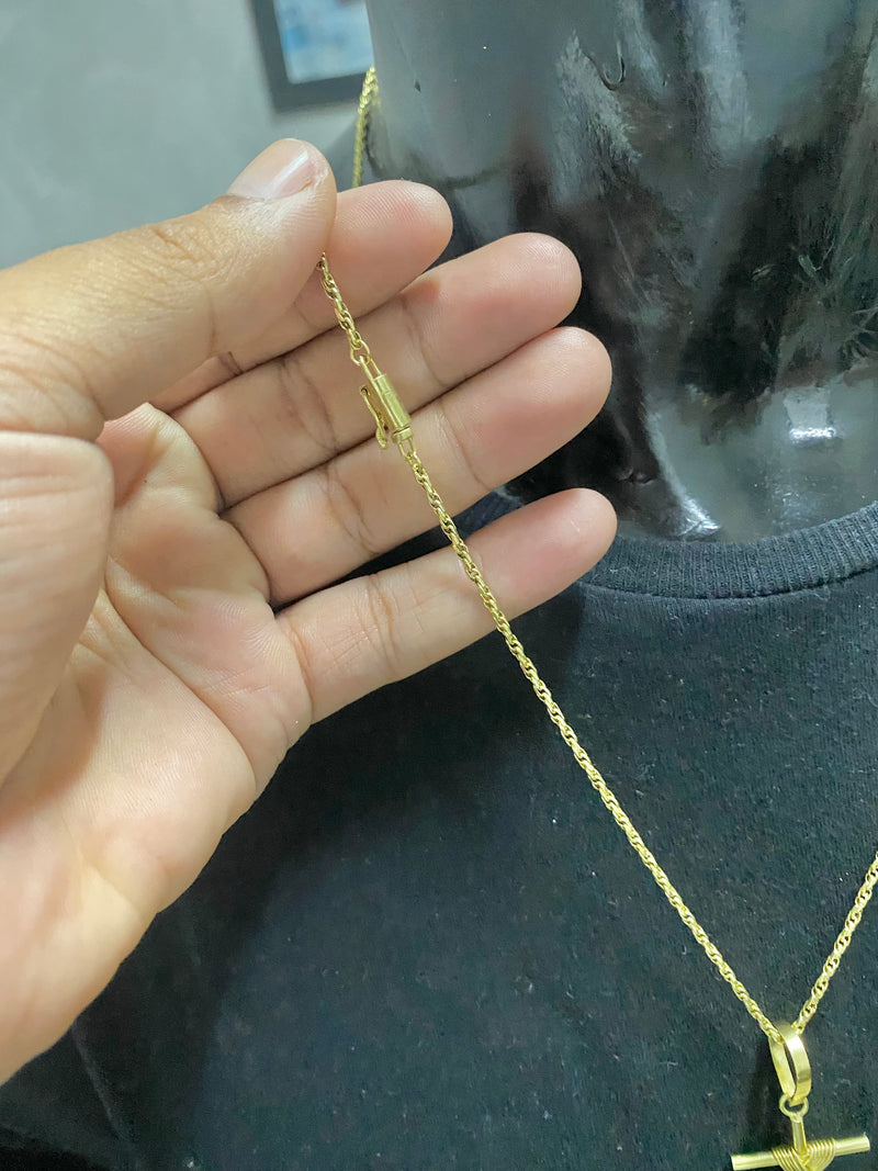 CORRENTE ELO TRANÇADO 2MM + CRUZ PALITO