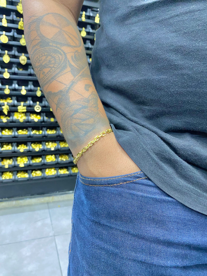 PULSEIRA CADEADO QUINA 5MM - WRDJOIAS