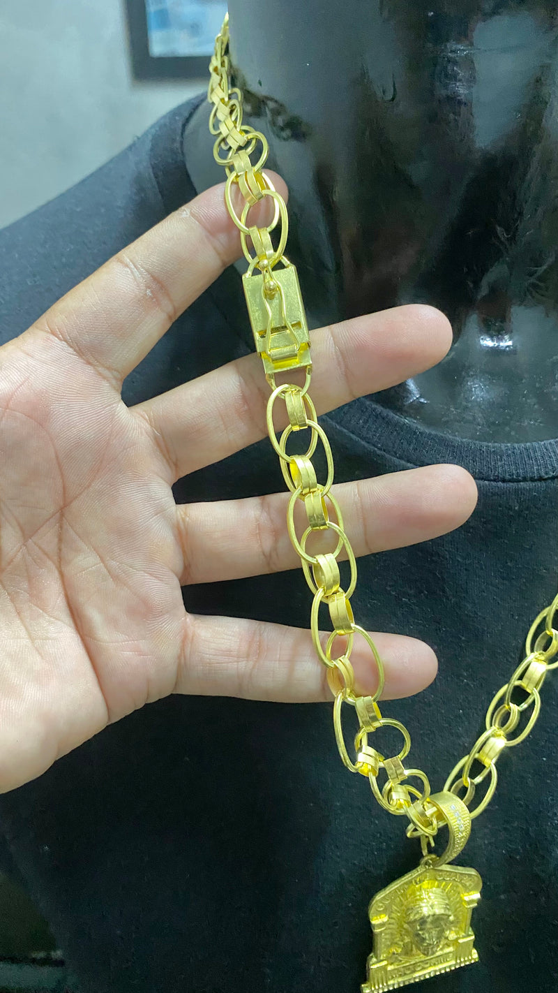 CORRENTE ELO IMPERADOR 12MM + PINGENTE JESUS QUEM ME PROTEGE NAO DORME CRAVEJADO