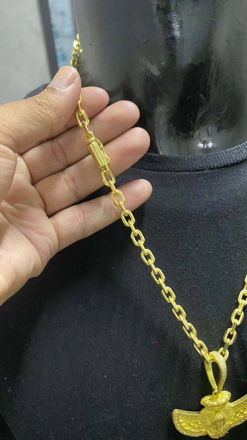 CORRENTE ELO CADEADO QUINA 6MM + PING ASAS FÉ CRAVEJADO