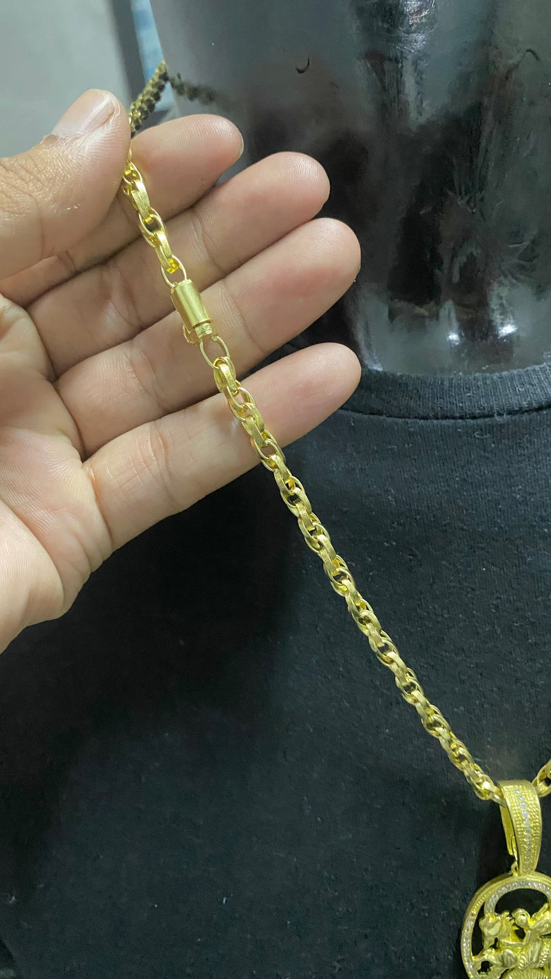 CORRENTE ELO TRANÇADO 6MM + PING SÃO JORGE CRAVEJADO