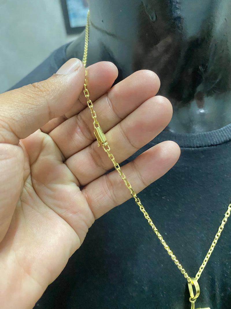CORRENTE ELO CADEADO 3MM + PINGENTE CRUZ PALITO
