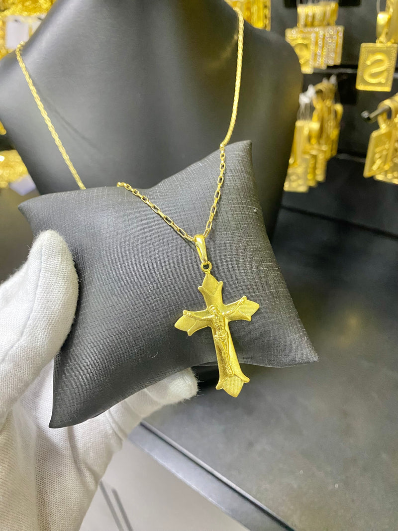 CORRENTE ELO TIJOLINHO 2MM C/PING CRUCIFIXO - WRDJOIAS
