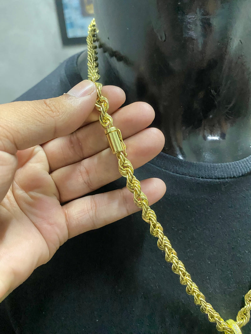 CORRENTE ELO BAIANO 8MM + PINGENTE JESUS REDONDO CRAVEJADO