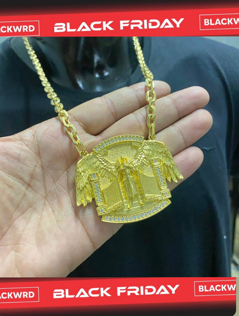 CORRENTE ELO PERSONALIZADO CADEADO 6MM + PINGENTE ANJO ASAS.