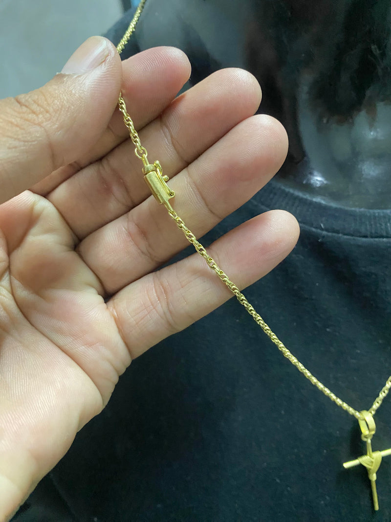 CORRENTE ELO TRANÇADO 2MM + CRUZ PALITO