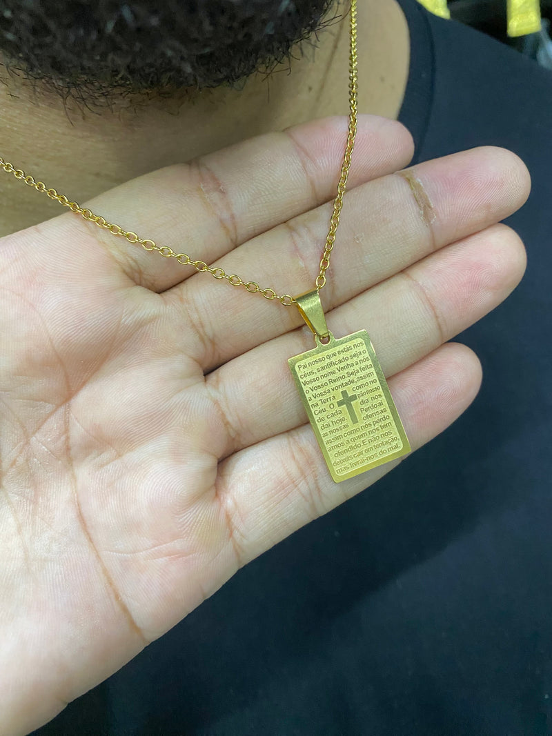 CORRENTE CADEADO 2 MM + PING PLACA PAI NOSSO