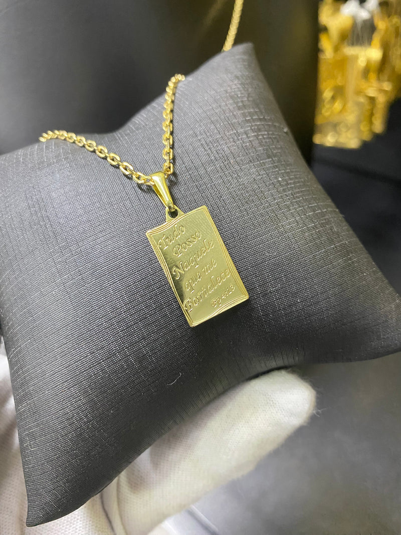 CORRENTE ELO CADEADO 2MM C/PING PLACA TUDO POSSO NAQUELE QUE ME FORTALECE - WRDJOIAS