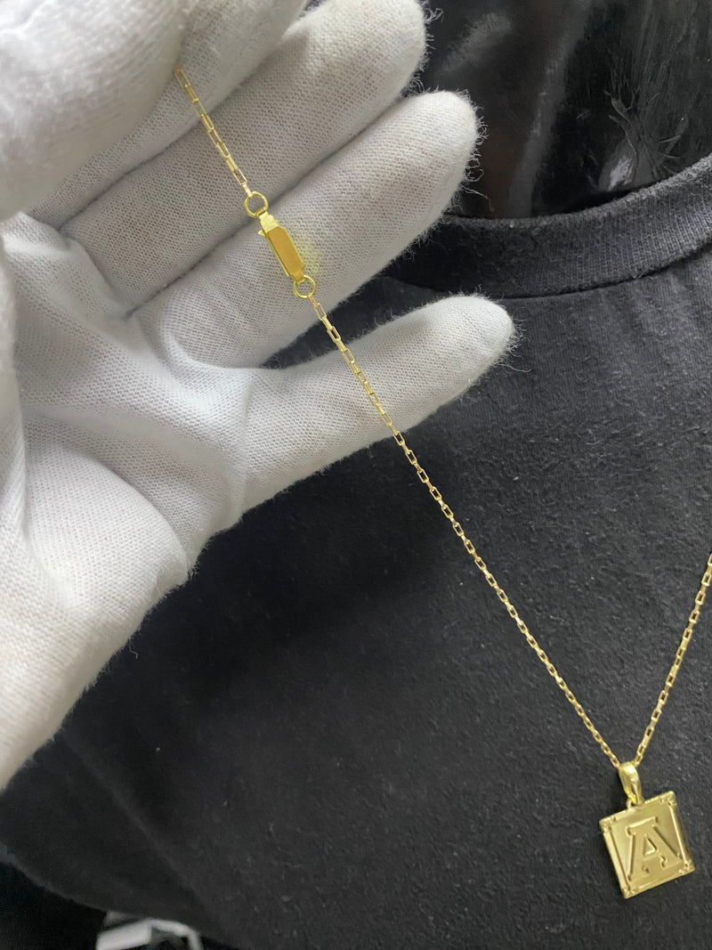 CORRENTE ELO TIJOLINHO 1MM + PINGENTE LETRA ( ALFABETO COMPLETO ) - WRDJOIAS