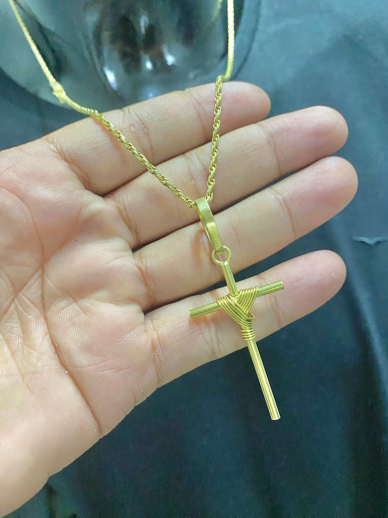 CORRENTE ELO TRANÇADO 2MM + CRUZ PALITO