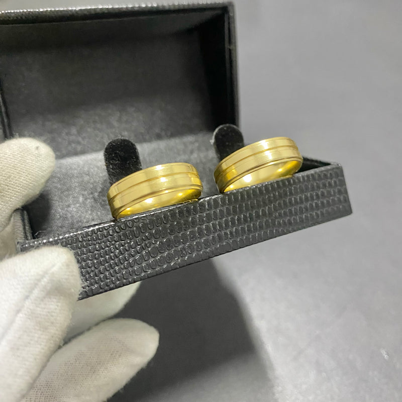PAR DE ALIANÇAS MOD TWO FRISO 6MM - WRDJOIAS