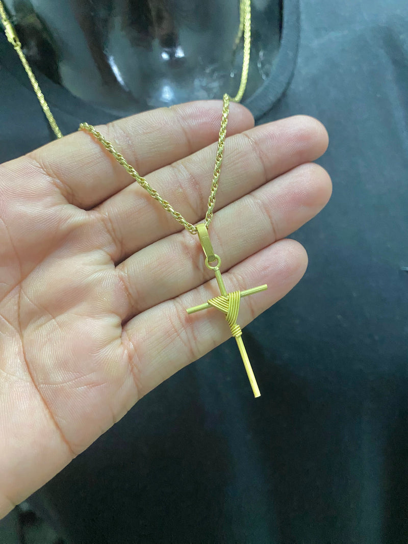 CORRENTE ELO TRANÇADO 2MM + CRUZ PALITO