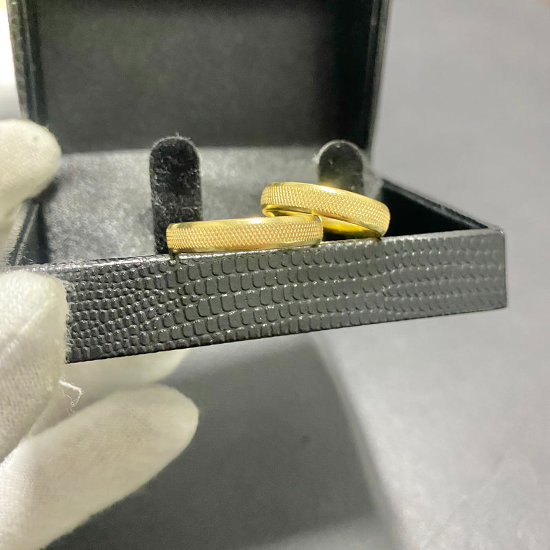 PAR DE ALIANÇAS MOD BORDADA BOLEADA 3MM - WRDJOIAS