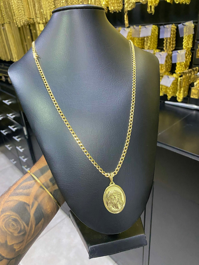 CORRENTE ELO PITBULL 3MM C/PING ROSTO DE CRISTO - WRDJOIAS