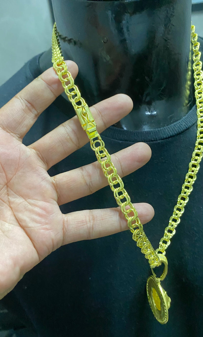 CORRENTE ELO FRISO 8MM + PING PITBULL CRAVEJADO