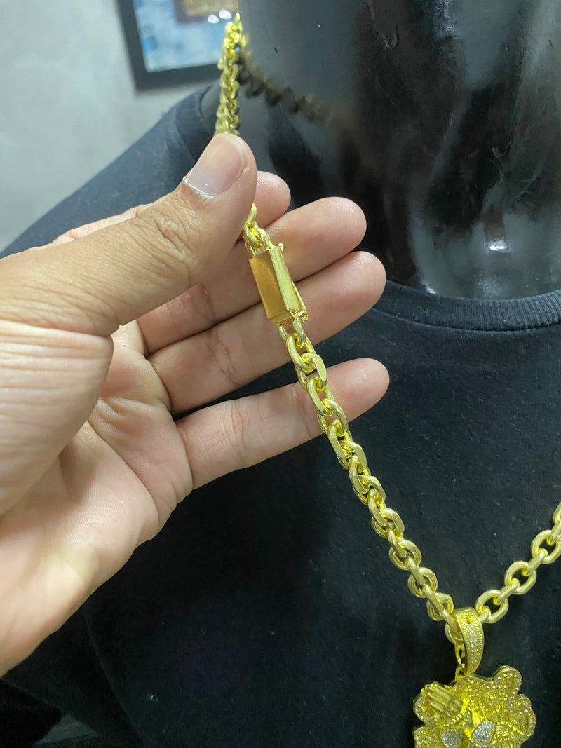 CORRENTE ELO CADEADO 8MM + PINGENTE ACREDITA MÃO ORANDO CRAVEJADO