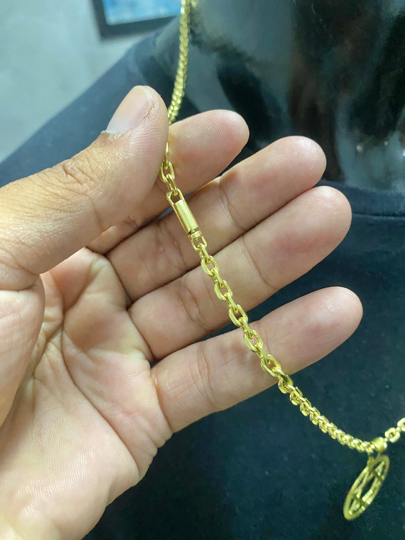 CORRENTE ELO CADEADO 5MM + PINGENTE ESTRELA DE DAVI REDONDA.