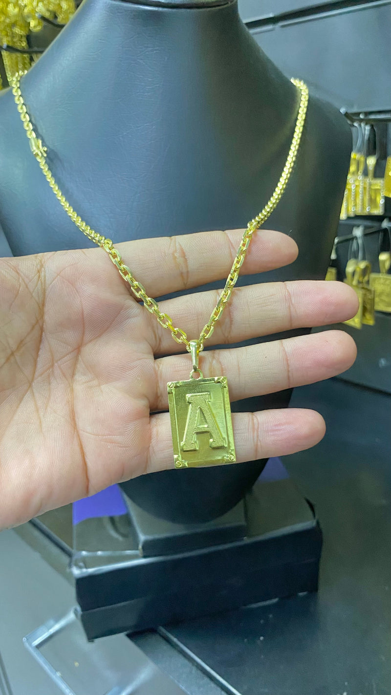 CORRENTE ELO CADEADO 5MM + PINGENTE LETRA PLACA