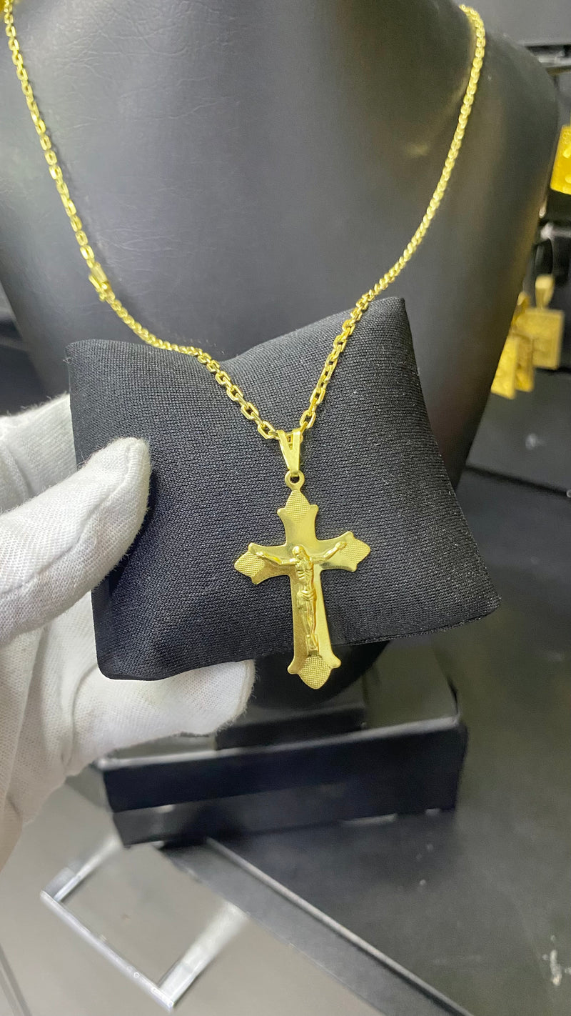 CORRENTE ELO CADEADO 2MM + PINGENTE CRUCIFIXO
