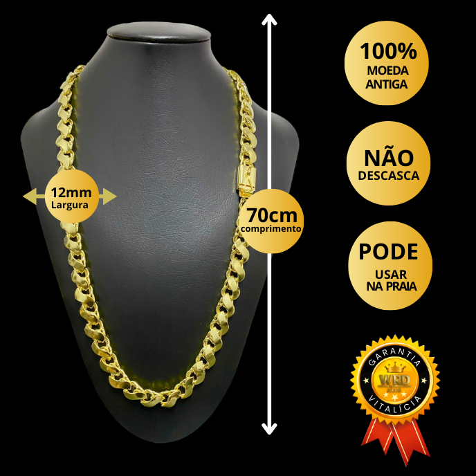 CORRENTE ELO FRISO-S 12MM - 70CM - WRDJOIAS