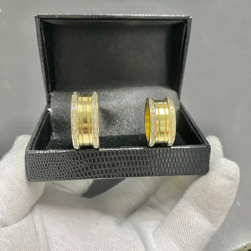 PAR DE ALIANÇAS MOD BULGARIA 10MM CRAVEJADA - WRDJOIAS