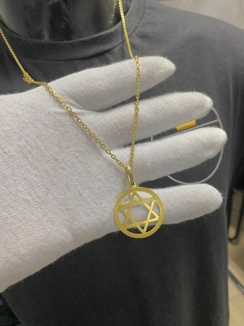 CORRENTE ELO CADEADO 2MM C/PING ESTRELA DE DAVI - WRDJOIAS