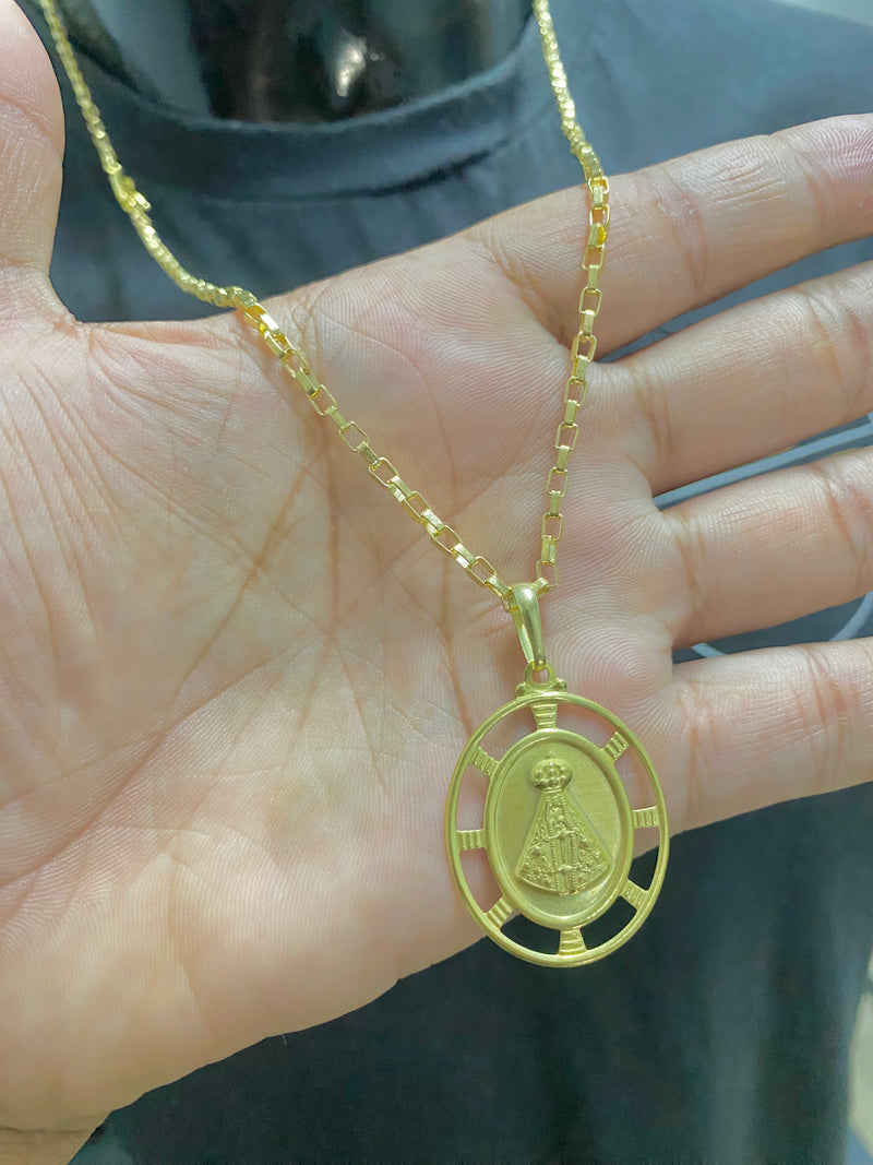 CORRENTE ELO TIJOLINHO 2MM C/PING NOSSA SENHORA - WRDJOIAS