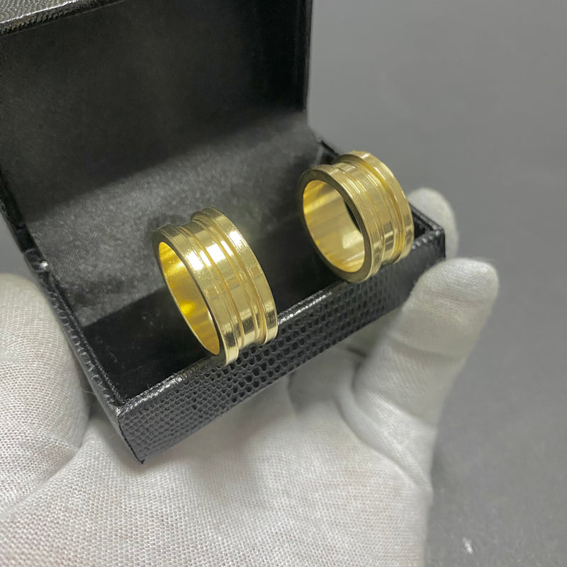 PAR DE ALIANÇAS MOD BULGARI 02 FRISOS 10MM - WRDJOIAS