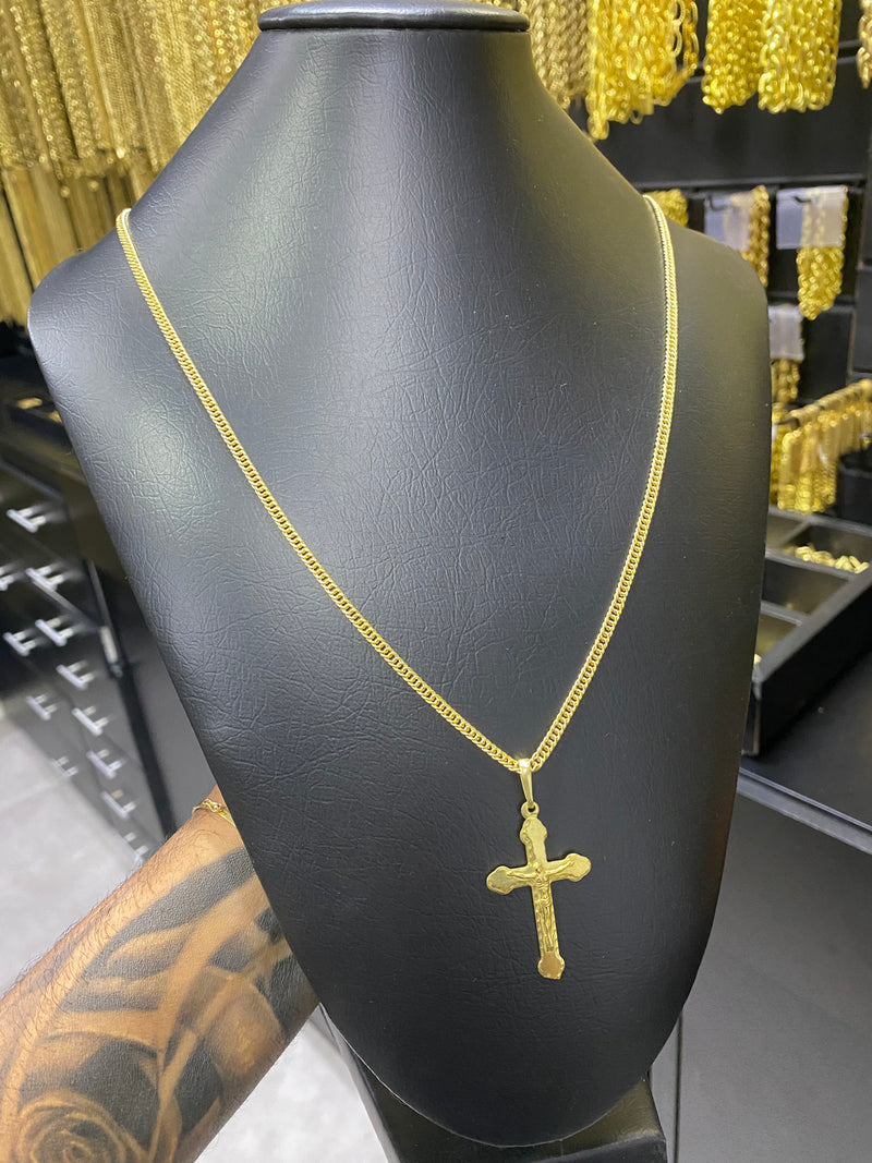 CORRENTE ELO GRUMET 2MM C/PING CRUZ-JESUS - WRDJOIAS