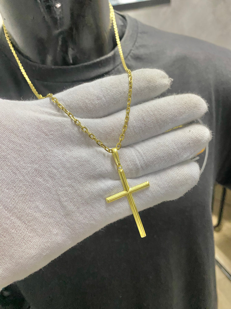 CORRENTE ELO CADEADO 3MM C/PING CRUZ PALITO - WRDJOIAS