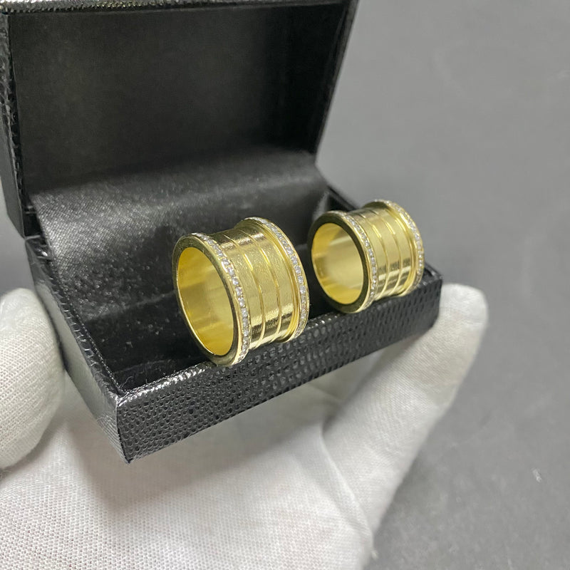 PAR DE ALIANÇAS MOD BULGARIA 14MM CRAVEJADA - WRDJOIAS
