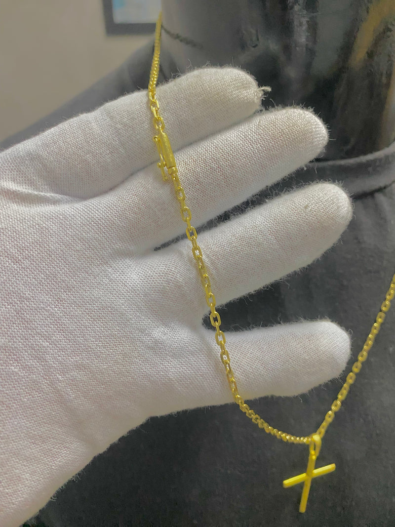 CORRENTE ELO CADEADO 3MM C/PING CRUZ PALITO - WRDJOIAS