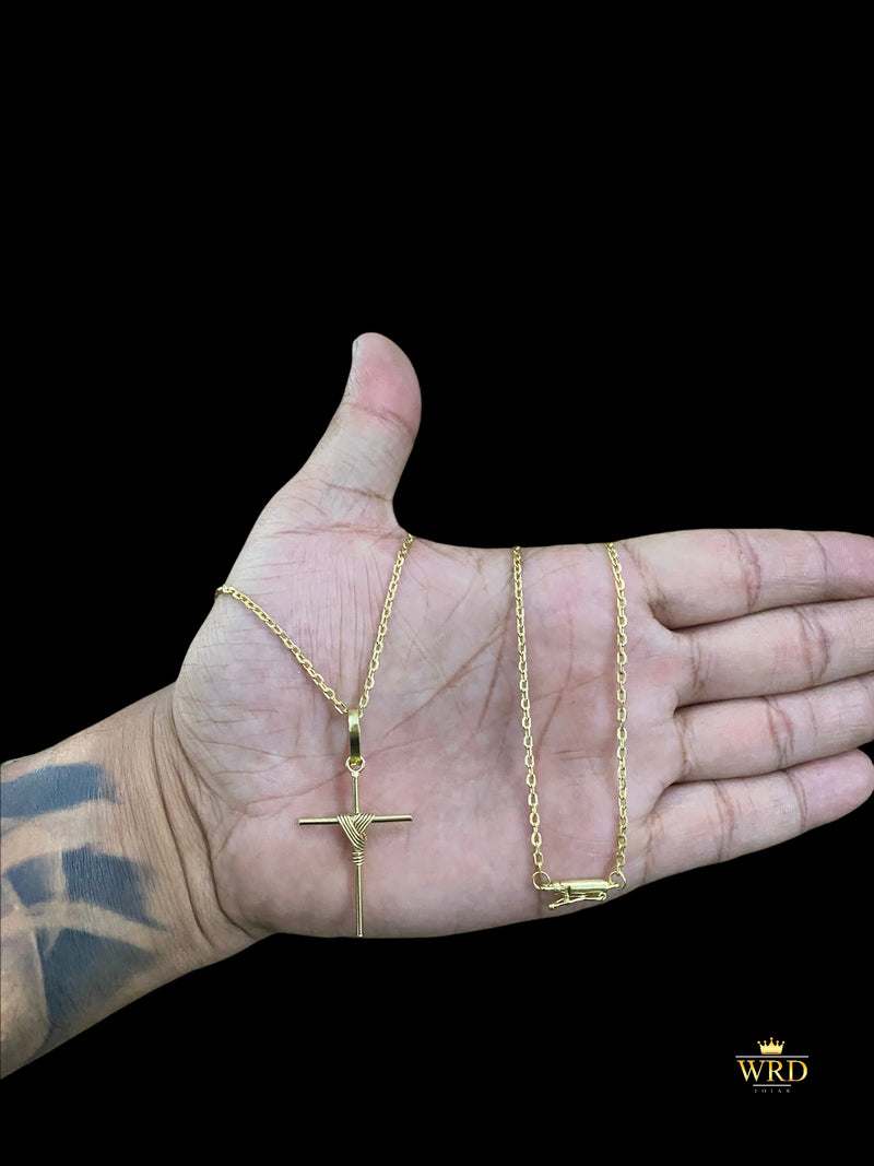 CORRENTE ELO CADEADO 2MM C/PING CRUZ PALITO - WRDJOIAS