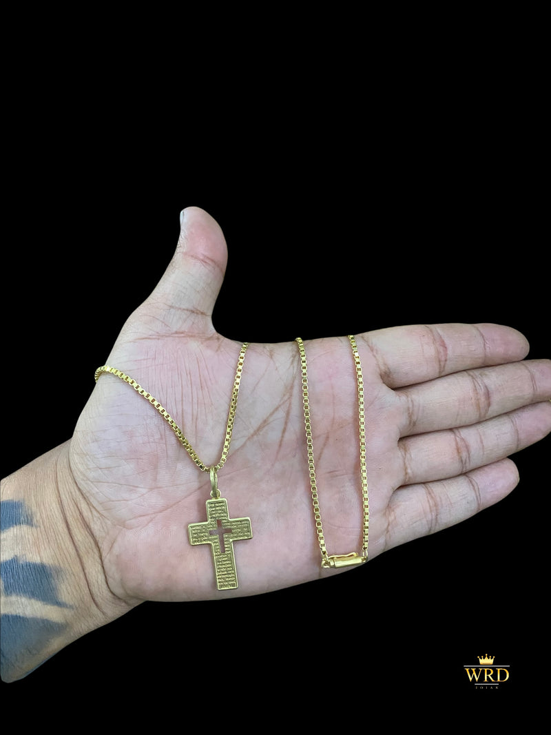 CORRENTE ELO VENEZIANA C/ PING CRUZ PAI NOSSO. - WRDJOIAS