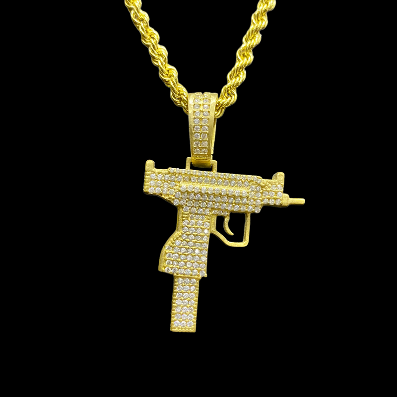 PINGENTE ARMA UZI CRAVEJADA - WRDJOIAS