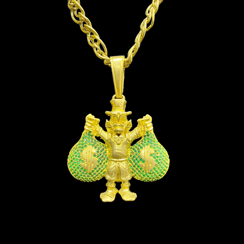 PINGENTE TIO PATINHAS CRAVEJADO VERDE - WRDJOIAS