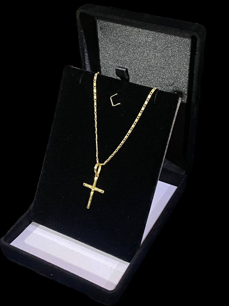 CORRENTE ELO PIASTRINE 2MM + PINGENTE CRUZ - WRDJOIAS